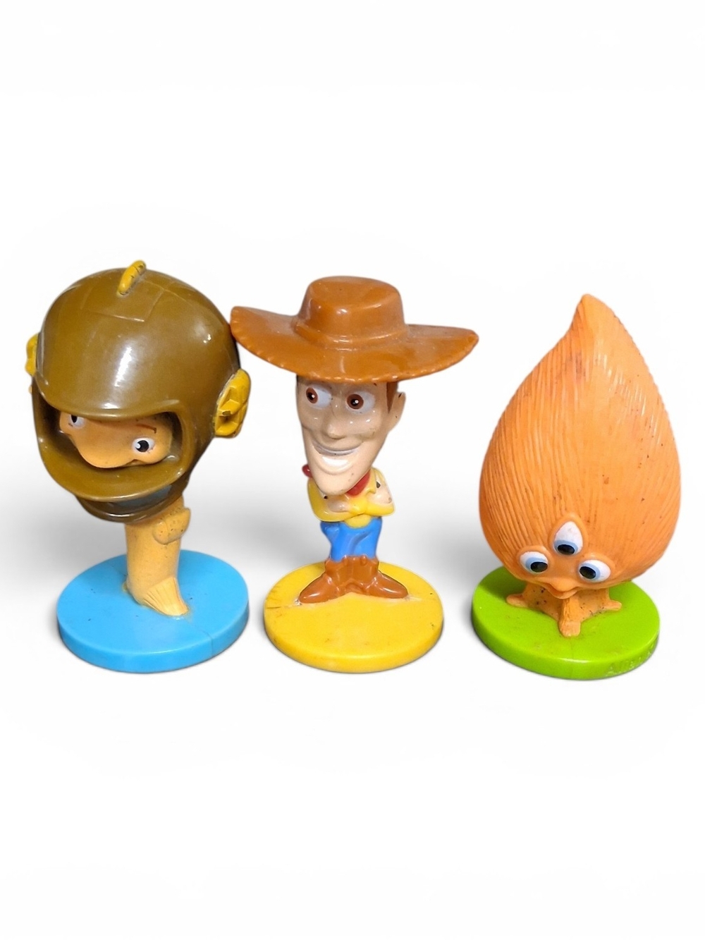 Toy Character Collectible Figures Pack - Orange, Brown, Blue Bases
